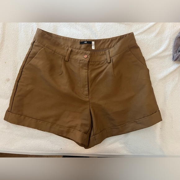 H&M shorts brown caramel tan with pockets women summer - Picture 9 of 9